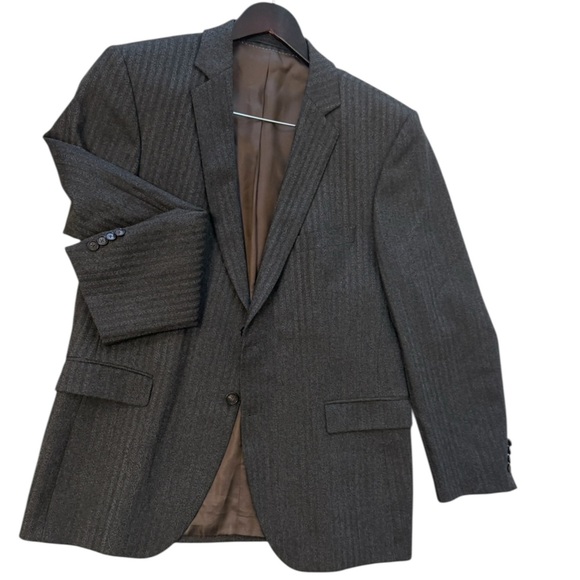 Strellson vintage size 42 (52 EURO) EUC pure wool Charcoal/brown Pinstripe Blaze - Picture 1 of 14